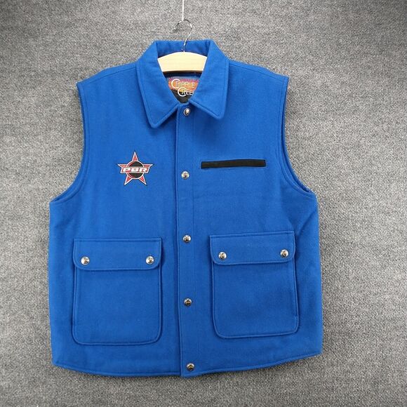 Cripple Creek Mens Vest Blue XL Wool Blend PBR Bull Rider Toughest Sport On Dirt - Picture 2 of 15